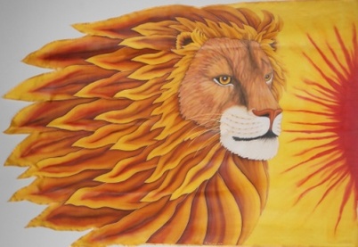 Picture of Lion of Judah Praise Flag on silk