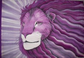 Photo of purple Lion of Judah praise flag for church worship