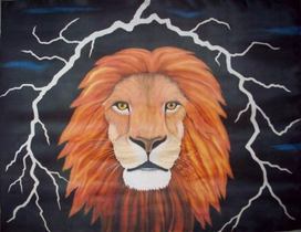 Photo of Lion of Judah flag on silk fabric