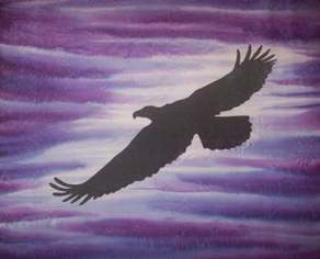 Picture Flying Eagle praise flag on silk