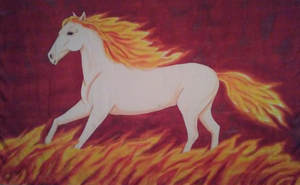 Picture White Horse prophetic silk flag for worship and praise!